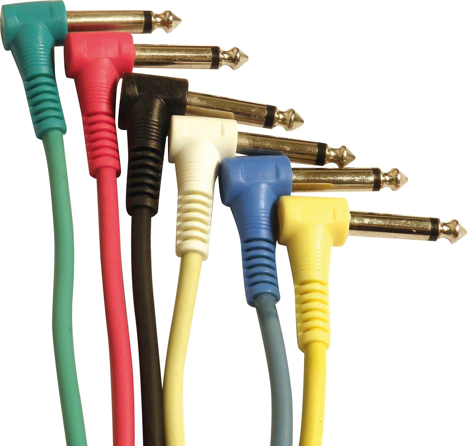 6 Patchkabel mit Winkelstecker 6,3 Klinke 30cm für E-Gitarren ...
